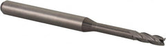 Accupro - 5/64", 0.234" LOC, 1/8" Shank Diam, 1-1/2" OAL, 4 Flute, Solid Carbide Square End Mill - Single End, Uncoated, Spiral Flute, 30° Helix, Centercutting, Right Hand Cut, Right Hand Flute, Series Miniature - Benchmark Tooling
