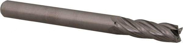 Accupro - 3/16", 5/8" LOC, 3/16" Shank Diam, 2" OAL, 4 Flute, Solid Carbide Square End Mill - Single End, Uncoated, Spiral Flute, 30° Helix, Centercutting, Right Hand Cut, Right Hand Flute, Series Miniature - Benchmark Tooling