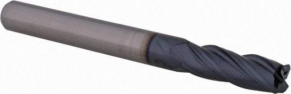 Accupro - 1/4", 4 Flute, Single End, Solid Carbide, 0.03" Corner Radius End Mill - 2-1/2" OAL, 30° Helix, Right Hand Flute, 3/4" LOC, Right Hand Cut - Benchmark Tooling