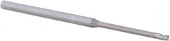 Accupro - 5/64", 3 Flute, Single End, Solid Carbide, 0.005" Corner Radius End Mill - 2-1/2" OAL, 30° Helix, Right Hand Flute, 0.117" LOC, Right Hand Cut, 0.94" Extended Reach - Benchmark Tooling