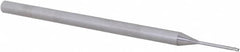 Accupro - 1/32", 3 Flute, Single End, Solid Carbide, 0.005" Corner Radius End Mill - 2-1/2" OAL, 30° Helix, Right Hand Flute, 0.046" LOC, Right Hand Cut, 3/8" Extended Reach - Benchmark Tooling