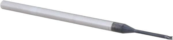 Accupro - 3/64", 0.07" LOC, 1/8" Shank Diam, 2-1/2" OAL, 3 Flute, Solid Carbide Square End Mill - Single End, AlTiN Finish, Spiral Flute, 30° Helix, Centercutting, Right Hand Cut, Right Hand Flute, Series Miniature - Benchmark Tooling