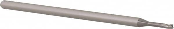 Accupro - 1/16", 0.093" LOC, 1/8" Shank Diam, 2-1/2" OAL, 3 Flute, Solid Carbide Square End Mill - Single End, Uncoated, Spiral Flute, 30° Helix, Centercutting, Right Hand Cut, Right Hand Flute, Series Miniature - Benchmark Tooling