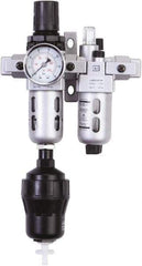 PRO-SOURCE - 1/4" NPT Port Miniature 2 Piece Filter/Regulator-Lubricator FRL Unit - Polycarbonate Bowl, 18 SCFM, 145 Max psi, 6.69" High, Automatic Drain - Benchmark Tooling