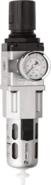 PRO-SOURCE - 1/4" NPT Port Intermediate 1 Piece Filter/Regulator FRL Unit - Polycarbonate Bowl, 63 SCFM, 145 Max psi, 8.66" High, Automatic Drain - Benchmark Tooling