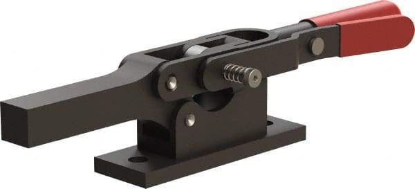 De-Sta-Co - 1,299 Lb Holding Capacity, Horizontal Handle, Manual Hold Down Toggle Clamp - 69° Handle Movement, 90° Bar Opening, Solid Bar, Flanged Base, Oxide Finish, Forged Alloy Steel - Benchmark Tooling