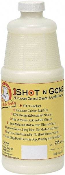 Bare Ground Solutions - 28oz of 1 Shot Graffiti Remover & Cleaner - 1 Shot Graffiti Remover is a 100% biodegradable and all-natural cleaner removes grease, spray paint, tar, markers and pencil from hard surfaces. - Benchmark Tooling