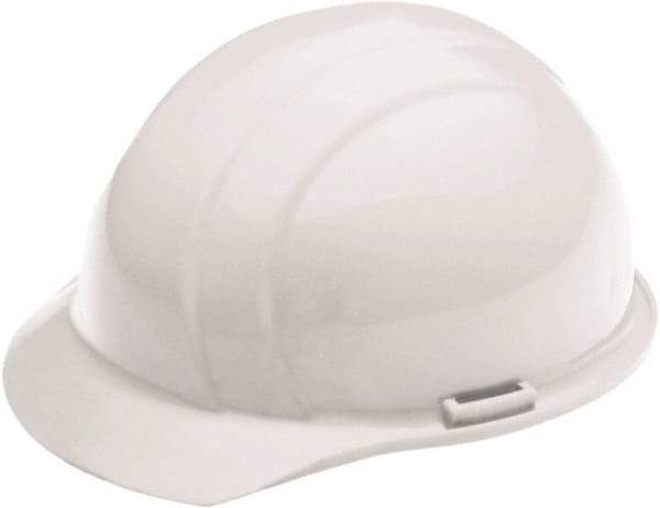 Ability One - ANSI Type I, Class E Rated, 4-Point, Ratchet Adjustment Hard Hat - White, Standard Brim - Benchmark Tooling
