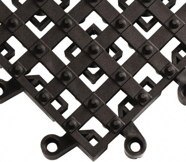 Wearwell - 18" Long x 18" Wide x 7/8" Thick, Anti-Fatigue Modular Matting Open Grid - Male & Female, 4 Interlocking Sides, Black, For Dry & Wet Areas, Series 553 - Benchmark Tooling