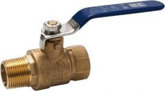 Midwest Control - 1" Pipe, Full Port, Brass Full Port Ball Valve - 2 Piece, FNPT x FNPT Ends, Vinyl Coated Metal Handle, 600 WOG, 150 WSP - Benchmark Tooling