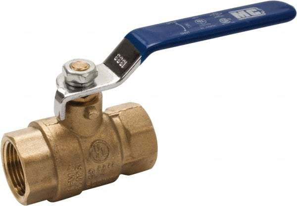Midwest Control - 1/4" Pipe, Full Port, Brass Full Port Ball Valve - 2 Piece, FNPT x FNPT Ends, Vinyl Coated Metal Handle, 600 WOG, 150 WSP - Benchmark Tooling