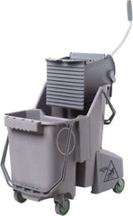 Unger - 32 Qt Plastic Bucket & Wringer - 21" Long x 20" High x 15" Wide, Gray, Aluminum Handle - Benchmark Tooling