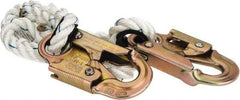 PRO-SAFE - 3' Long, 350 Lb Capacity, 1 Leg Locking Snap Hook Harness Lanyard - 1/2" Diam, Filament Nylon Rope, Locking Snap Hook Anchorage Connection - Benchmark Tooling