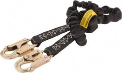 PRO-SAFE - 6' Long, 310 Lb Capacity, 1 Leg Locking Snap Hook Harness Shock Absorbing Lanyard - Polyester Webbing, Locking Snap Hook Anchorage Connection - Benchmark Tooling