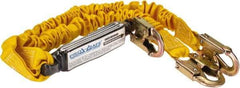 PRO-SAFE - 6' Long, 350 Lb Capacity, 2 Leg Locking Snap Hook Harness Shock Absorbing Lanyard - Polyester Webbing, Locking Snap Hook Anchorage Connection - Benchmark Tooling