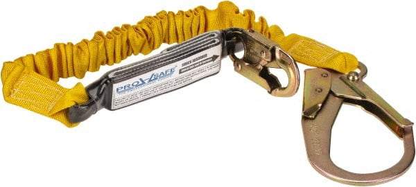 PRO-SAFE - 6' Long, 350 Lb Capacity, 1 Leg Locking Snap Hook Harness Shock Absorbing Lanyard - Polyester Webbing, Locking Rebar Snap Hook Anchorage Connection - Benchmark Tooling
