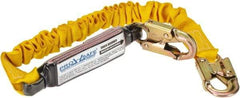 PRO-SAFE - 6' Long, 350 Lb Capacity, 1 Leg Locking Snap Hook Harness Shock Absorbing Lanyard - Polyester Webbing, Locking Snap Hook Anchorage Connection - Benchmark Tooling