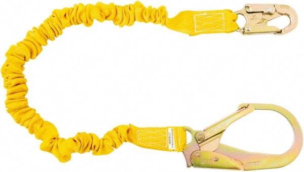PRO-SAFE - 6' Long, 350 Lb Capacity, 1 Leg Locking Snap Hook Harness Shock Absorbing Lanyard - Polyester Webbing, Locking Rebar Snap Hook Anchorage Connection - Benchmark Tooling