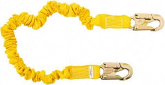 PRO-SAFE - 6' Long, 350 Lb Capacity, 1 Leg Locking Snap Hook Harness Shock Absorbing Lanyard - Polyester Webbing, Locking Snap Hook Anchorage Connection - Benchmark Tooling