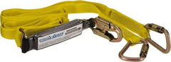 PRO-SAFE - 6' Long, 350 Lb Capacity, 2 Leg Locking Snap Hook Harness Shock Absorbing Lanyard - Polyester Webbing, Locking Snap Hook Anchorage Connection - Benchmark Tooling