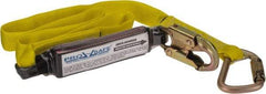PRO-SAFE - 6' Long, 350 Lb Capacity, 1 Leg Locking Snap Hook Harness Shock Absorbing Lanyard - Polyester Webbing, Locking Snap Hook Anchorage Connection - Benchmark Tooling