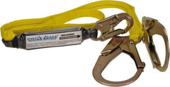 PRO-SAFE - 6' Long, 350 Lb Capacity, 2 Leg Locking Snap Hook Harness Shock Absorbing Lanyard - Polyester Webbing, Locking Rebar Snap Hook Anchorage Connection - Benchmark Tooling