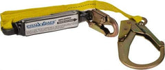 PRO-SAFE - 6' Long, 350 Lb Capacity, 1 Leg Locking Snap Hook Harness Shock Absorbing Lanyard - Polyester Webbing, Locking Rebar Snap Hook Anchorage Connection - Benchmark Tooling