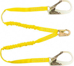 PRO-SAFE - 6' Long, 350 Lb Capacity, 2 Leg Locking Snap Hook Harness Shock Absorbing Lanyard - Polyester Webbing, Locking Rebar Snap Hook Anchorage Connection - Benchmark Tooling