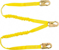 PRO-SAFE - 6' Long, 350 Lb Capacity, 2 Leg Locking Snap Hook Harness Shock Absorbing Lanyard - Polyester Webbing, Locking Snap Hook Anchorage Connection - Benchmark Tooling