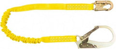 PRO-SAFE - 6' Long, 350 Lb Capacity, 1 Leg Locking Snap Hook Harness Shock Absorbing Lanyard - Polyester Webbing, Locking Rebar Snap Hook Anchorage Connection - Benchmark Tooling