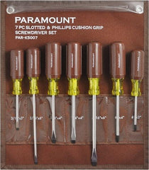 Paramount - 7 Piece Phillips & Slotted Screwdriver Set - Bit Sizes: Philips #0 to #4 - Benchmark Tooling