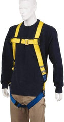 PRO-SAFE - 310 Lb Capacity, Size Universal, Full Body Lightweight Safety Harness - Polyester, Pass-Thru Leg Strap, Pass-Thru Chest Strap, Yellow/Blue - Benchmark Tooling