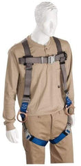 PRO-SAFE - 350 Lb Capacity, Size XL, Full Body Padded Quick Connect Safety Harness - Polyester, Quick Connect Leg Strap, Quick Connect Chest Strap, Black/Blue - Benchmark Tooling