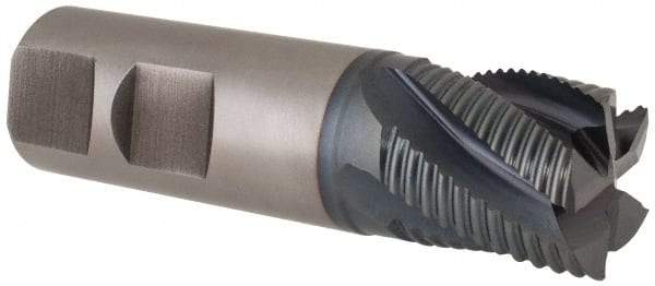 Hertel - 7/8" Diam, Fine Pitch, 7/8" LOC, 5 Flute Cobalt Roughing Square End Mill - TiCN Finish, 3-1/8" OAL, 7/8" Shank Diam, Single End, Centercutting, 30° Helix - Benchmark Tooling