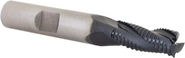Hertel - 5/16" Diam, Fine Pitch, 3/4" LOC, 3 Flute Cobalt Roughing Square End Mill - TiAlN Finish, 2-1/2" OAL, 3/8" Shank Diam, Single End, Centercutting, 30° Helix - Benchmark Tooling