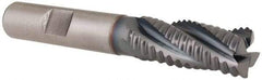 Hertel - 9/16" Diam, Coarse Pitch, 1-3/8" LOC, 4 Flute Cobalt Roughing Square End Mill - TiCN Finish, 3-3/8" OAL, 1/2" Shank Diam, Single End, Centercutting, 30° Helix - Benchmark Tooling