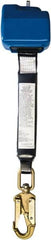PRO-SAFE - 8' Long, 310 Lb Capacity, Polyester Webbing Fall Limiter - Swivel Locking Snap Hook Connector, Self-Locking Carabiner Connector - Benchmark Tooling