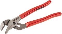 Proto - 7" OAL, 1-3/32" Max Capacity, 13/16" Jaw Length x 3/8" Jaw Width, 5 Position Gooseneck Tongue & Groove Pliers - Serrated Straight Jaws, Standard Head, Vinyl Handles - Benchmark Tooling