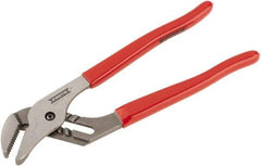 Proto - 10" OAL, 1-3/4" Max Capacity, 1-5/32" Jaw Length x 27/64" Jaw Width, 6 Position Gooseneck Tongue & Groove Pliers - Serrated Straight Jaws, Standard Head, Vinyl Handles - Benchmark Tooling