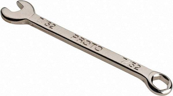 Proto - 7/32" 6 Point Combination Wrench - 3-5/64" OAL, Steel, Nickel Finish - Benchmark Tooling