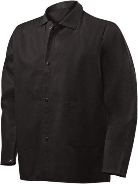 Steiner - Size M Welding & Flame Resistant/Retardant Jacket - Black, Cotton, Snaps Closure, 44 to 46" Chest - Benchmark Tooling
