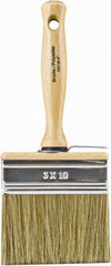 Wooster Brush - 4" Flat Hog/Polyester Stainer Brush - 2-9/16" Bristle Length, 5.44" Wood Threaded Wood Handle - Benchmark Tooling