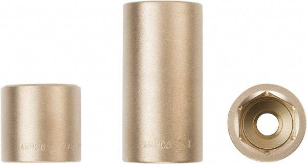 Ampco - 1/2" Drive, Standard Hand Socket - 6 Points, 1-5/8" OAL, Aluminum Bronze - Benchmark Tooling