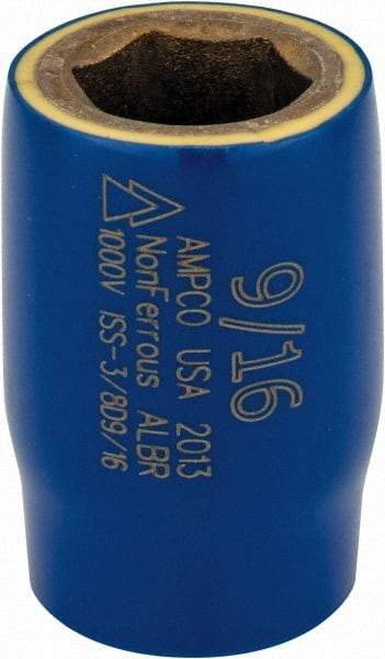 Ampco - 9/16", 3/8" Drive, Standard Hand Socket - 6 Points, 1-1/2" OAL, Aluminum Bronze - Benchmark Tooling