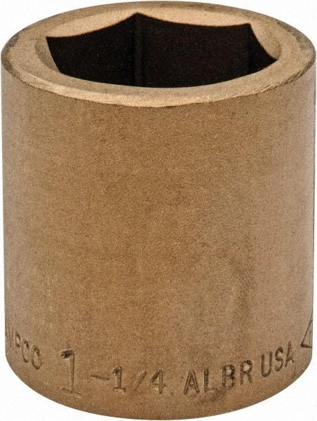 Ampco - 1-1/4", 3/4" Drive, Standard Hand Socket - 6 Points, 2" OAL, Aluminum Bronze - Benchmark Tooling