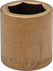 Ampco - 1-1/4", 3/4" Drive, Standard Hand Socket - 6 Points, 2" OAL, Aluminum Bronze - Benchmark Tooling