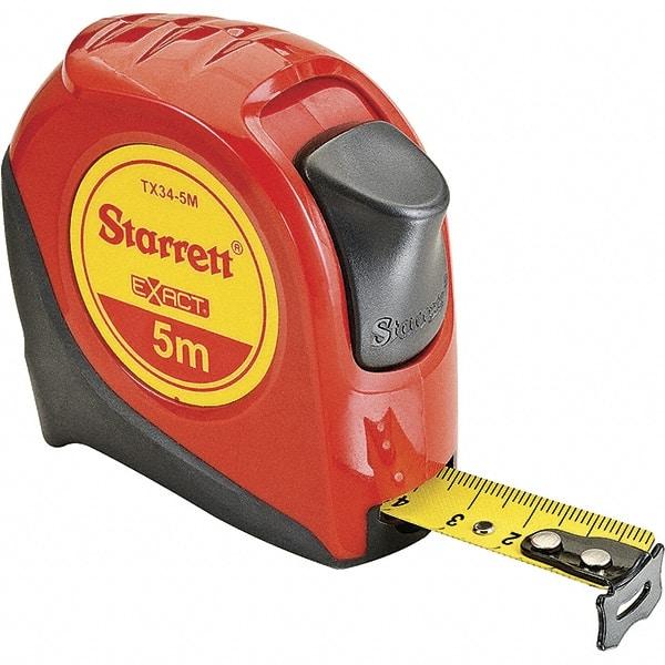 Starrett - 16' x 3/4" Yellow Blade Tape Measure - 1mm Graduation, S6 Graduation Style, Red Case - Benchmark Tooling