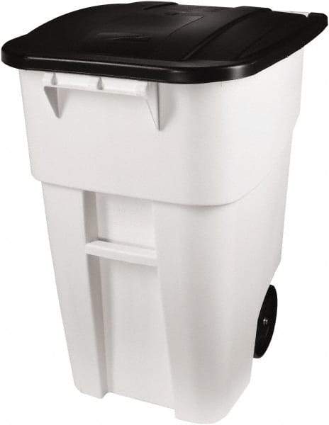 Rubbermaid - 50 Gal White Square Trash Can - Polyethylene, 36-1/2" High x 28-1/2" Long x 23.38" Wide - Benchmark Tooling