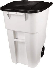 Rubbermaid - 50 Gal White Square Trash Can - Polyethylene, 36-1/2" High x 28-1/2" Long x 23.38" Wide - Benchmark Tooling