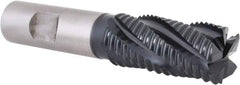 Hertel - 7/8" Diam, Coarse Pitch, 1-7/8" LOC, 5 Flute Cobalt Roughing Square End Mill - TiAlN Finish, 4-1/8" OAL, 3/4" Shank Diam, Single End, Centercutting, 30° Helix - Benchmark Tooling